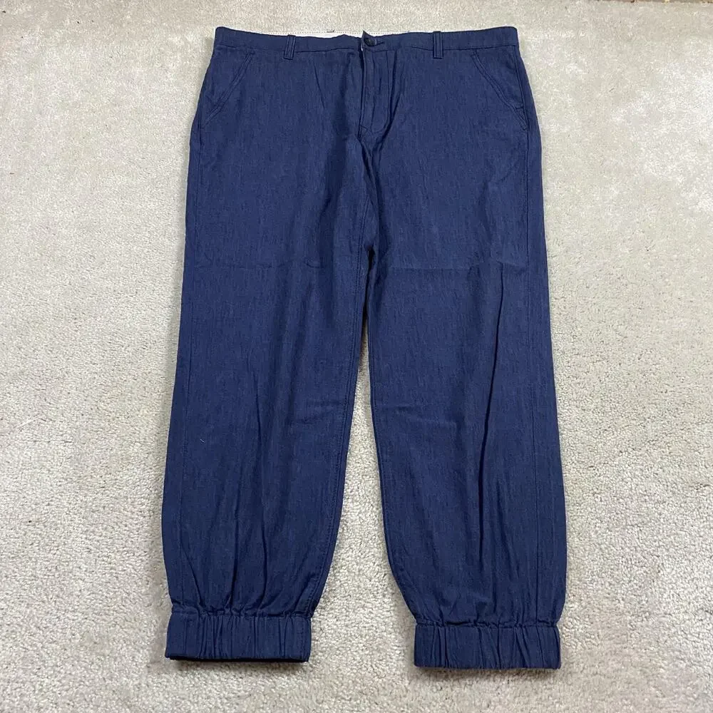 Levis Linen Pants Mens 38x30 Blue Jogger Elastic Cuff Chino School Lightweight